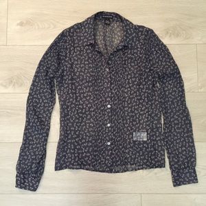 Club Monaco silk sheer patterned blouse